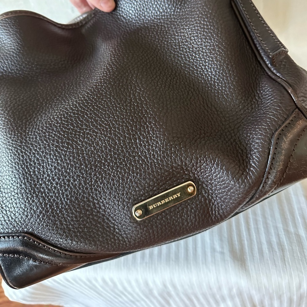 BURBERRY Brown Grained Leather Canterbury w/ House Check Bag - Picture 11 of 17